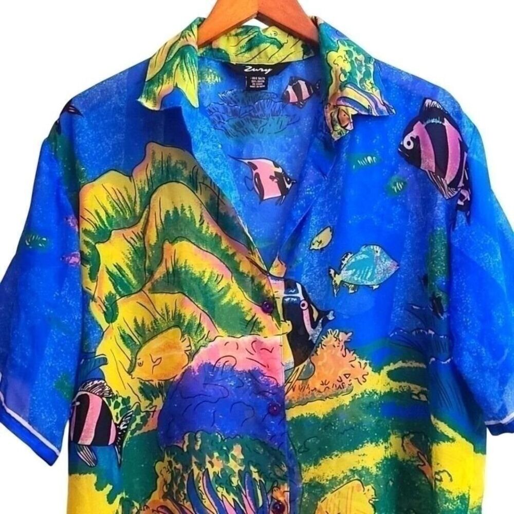 Zury Beach Cover Up Sheer swimwearResort Blouse Women's Sheer tropical swim top